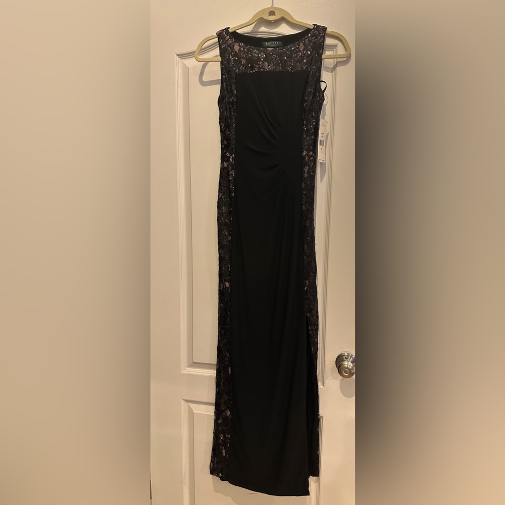 Lauren Ralph Lauren Black Lace Panel Dress